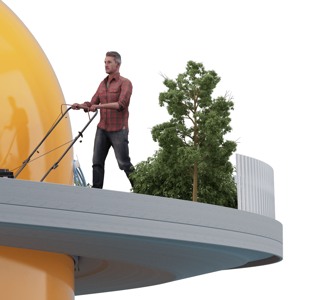 Man Mowing Lawn Footer Image